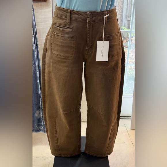 Brown Wide-Leg Barrel Fit Pants - Easel - Picture 1 of 6